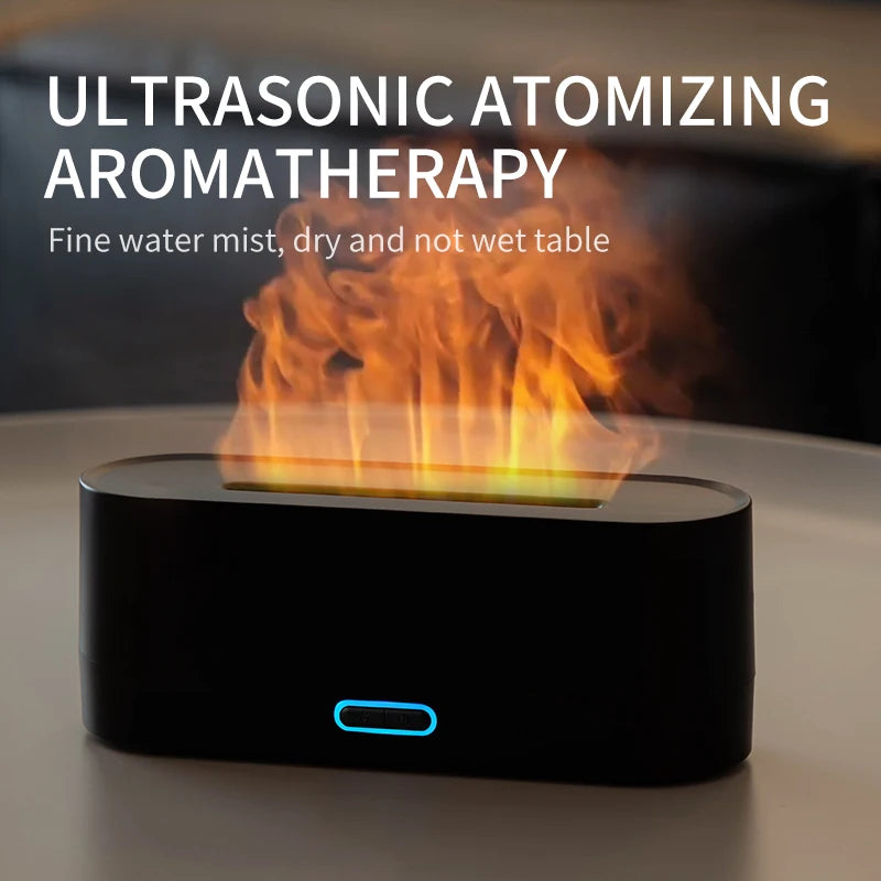 LumiFlame™ Aromatherapy Humidifier – Simulated Fire Light & Essential Oil Diffuser