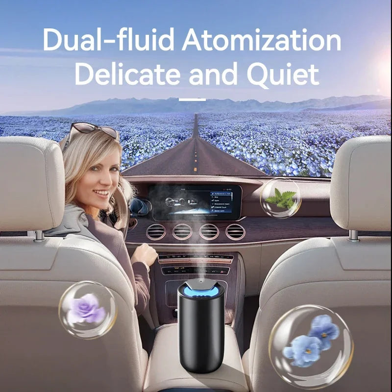 Portable Car Aroma Diffuser – USB Rechargeable Metal Essential Oil Diffuser for Car, Home & Office