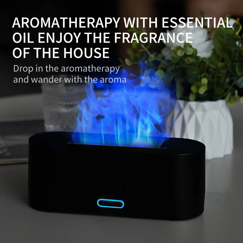 LumiFlame™ Aromatherapy Humidifier – Simulated Fire Light & Essential Oil Diffuser