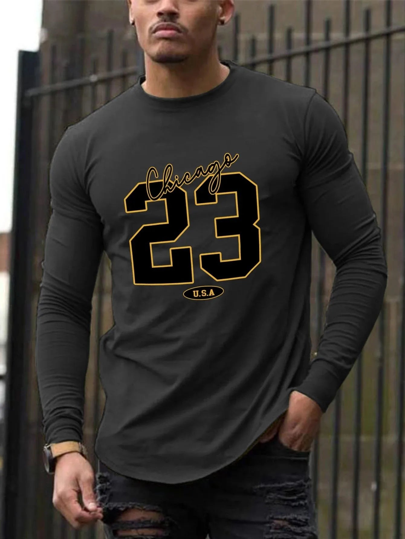 The new men's long-sleeved T-shirt for Spring and Autumn 2025 is casual and comfortable with 3D digital pattern printing