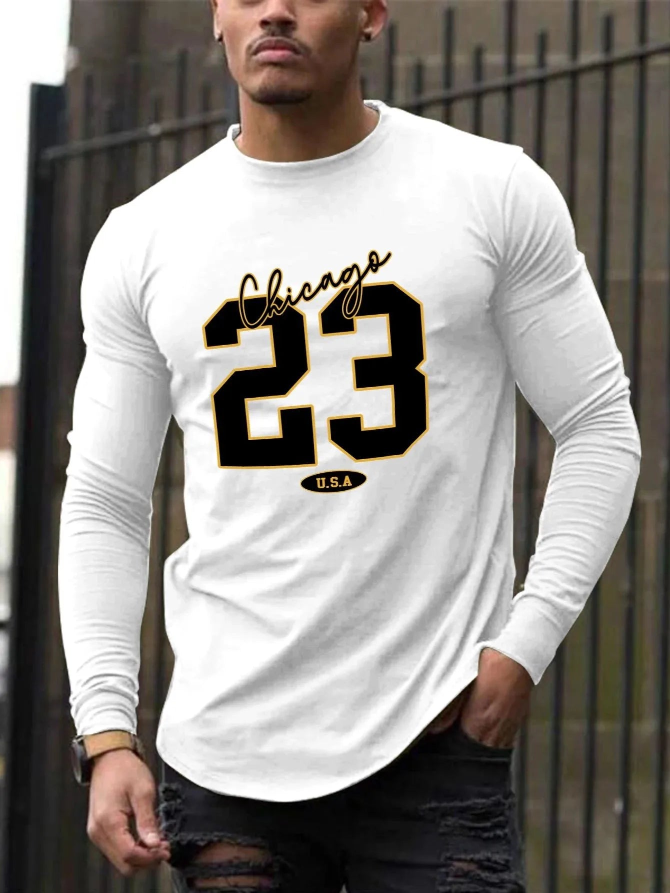 The new men's long-sleeved T-shirt for Spring and Autumn 2025 is casual and comfortable with 3D digital pattern printing
