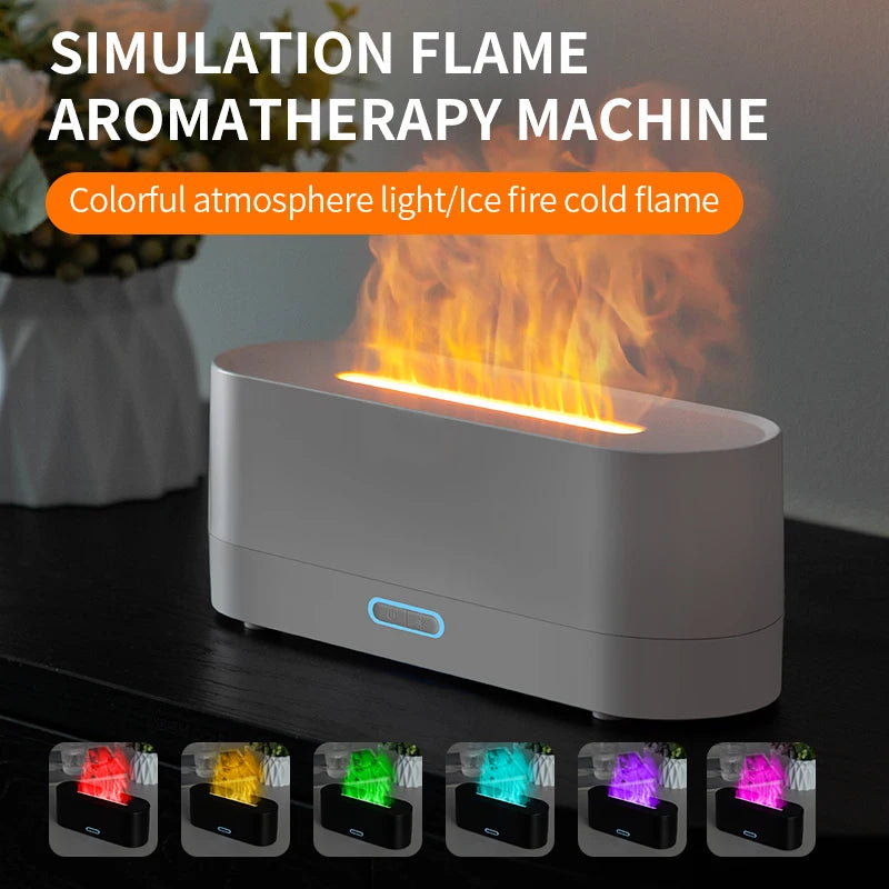 LumiFlame™ Aromatherapy Humidifier – Simulated Fire Light & Essential Oil Diffuser