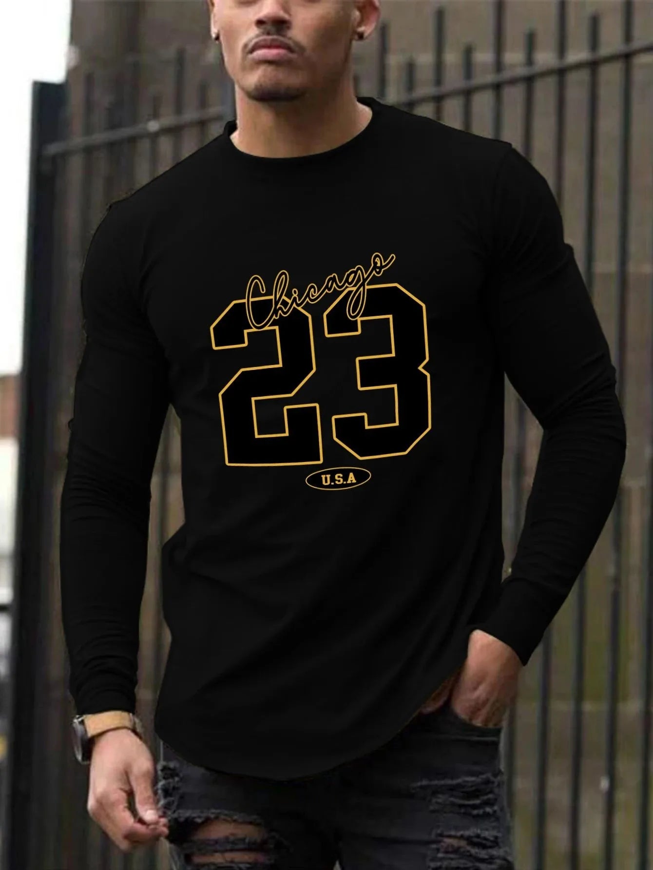 The new men's long-sleeved T-shirt for Spring and Autumn 2025 is casual and comfortable with 3D digital pattern printing
