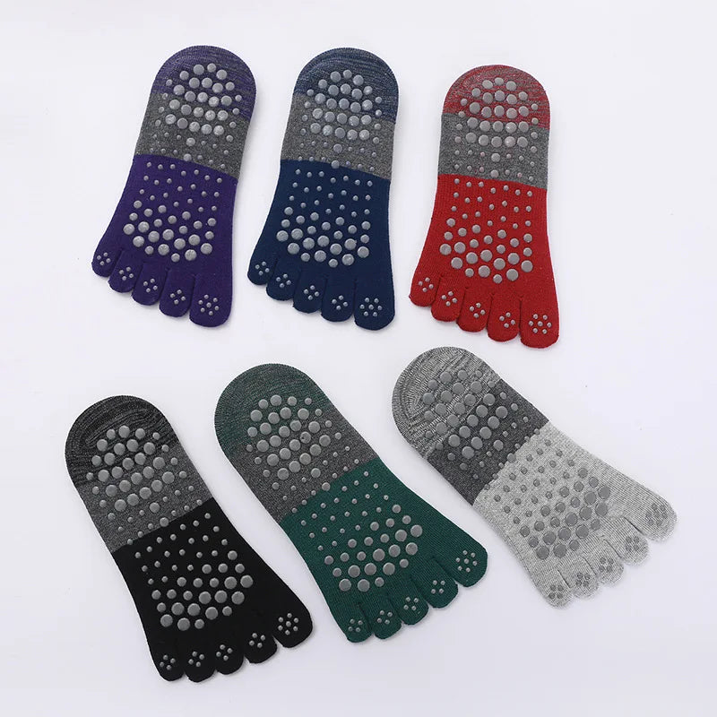 Women Breathable Pilates Socks Five Toe Silicone Non-Slip Yoga Socks Bandage Ballet Dance Ladies Fitness Sports Cotton Sock