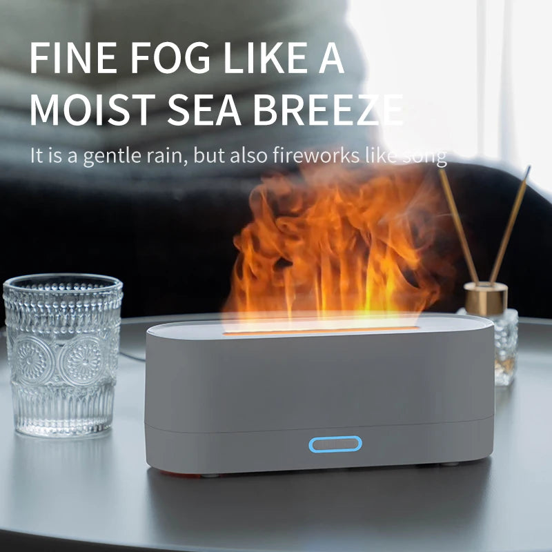 LumiFlame™ Aromatherapy Humidifier – Simulated Fire Light & Essential Oil Diffuser