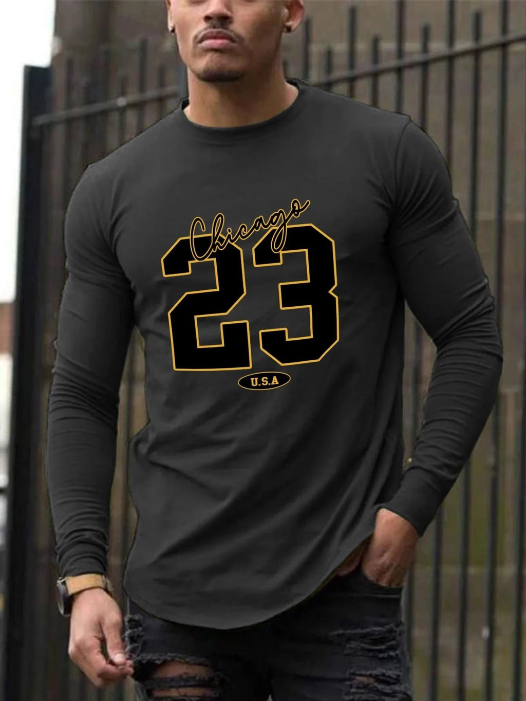 The new men's long-sleeved T-shirt for Spring and Autumn 2025 is casual and comfortable with 3D digital pattern printing