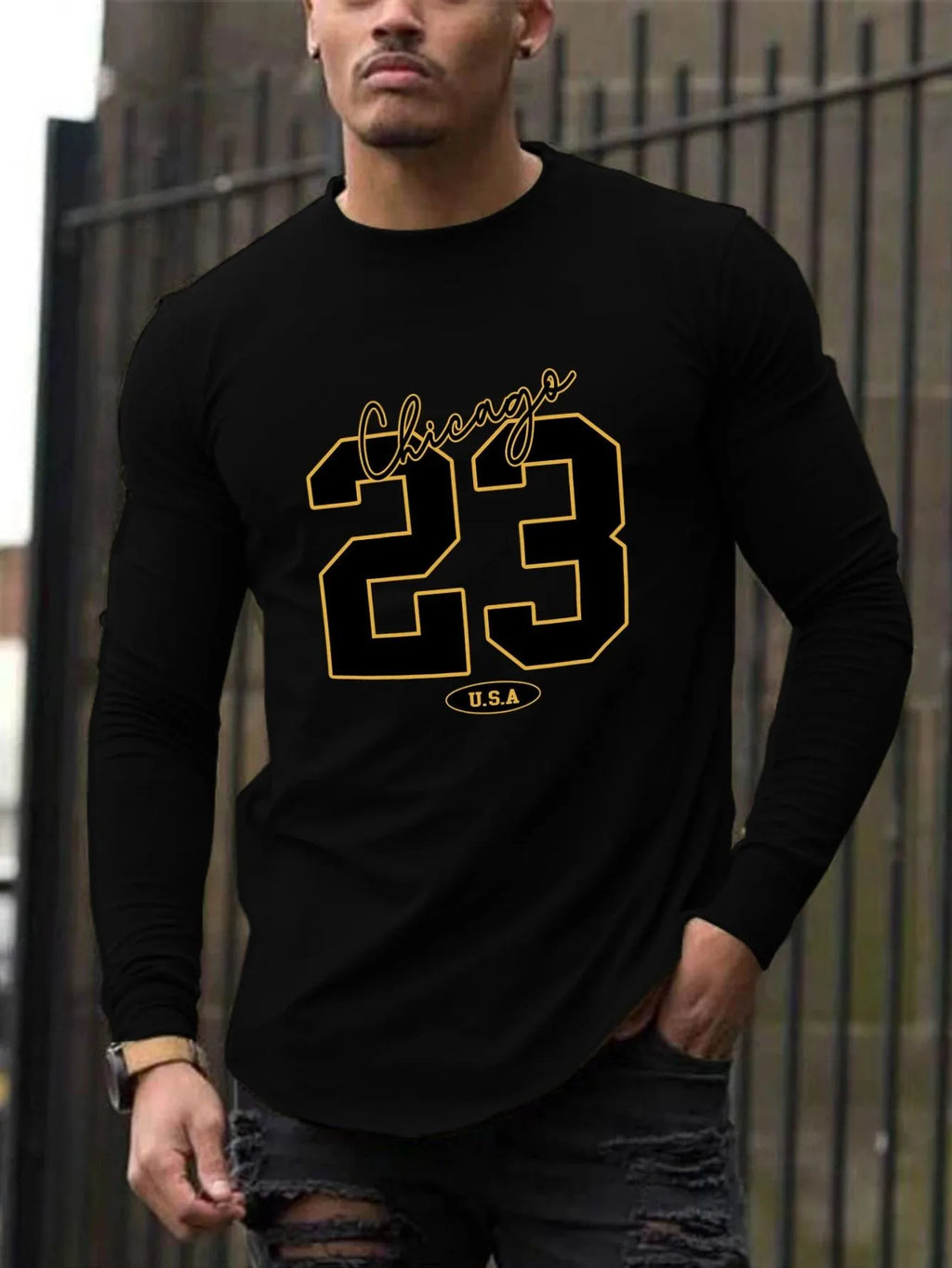 The new men's long-sleeved T-shirt for Spring and Autumn 2025 is casual and comfortable with 3D digital pattern printing