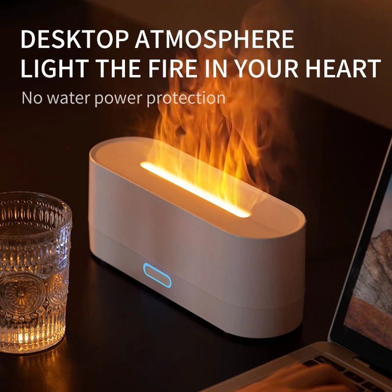 LumiFlame™ Aromatherapy Humidifier – Simulated Fire Light & Essential Oil Diffuser